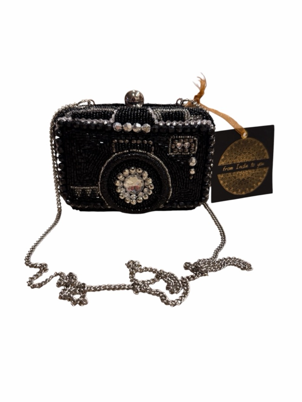 From India to You Beaded Camera Clutch/crossbody with Rhinestone Accent - Picture 2 of 6